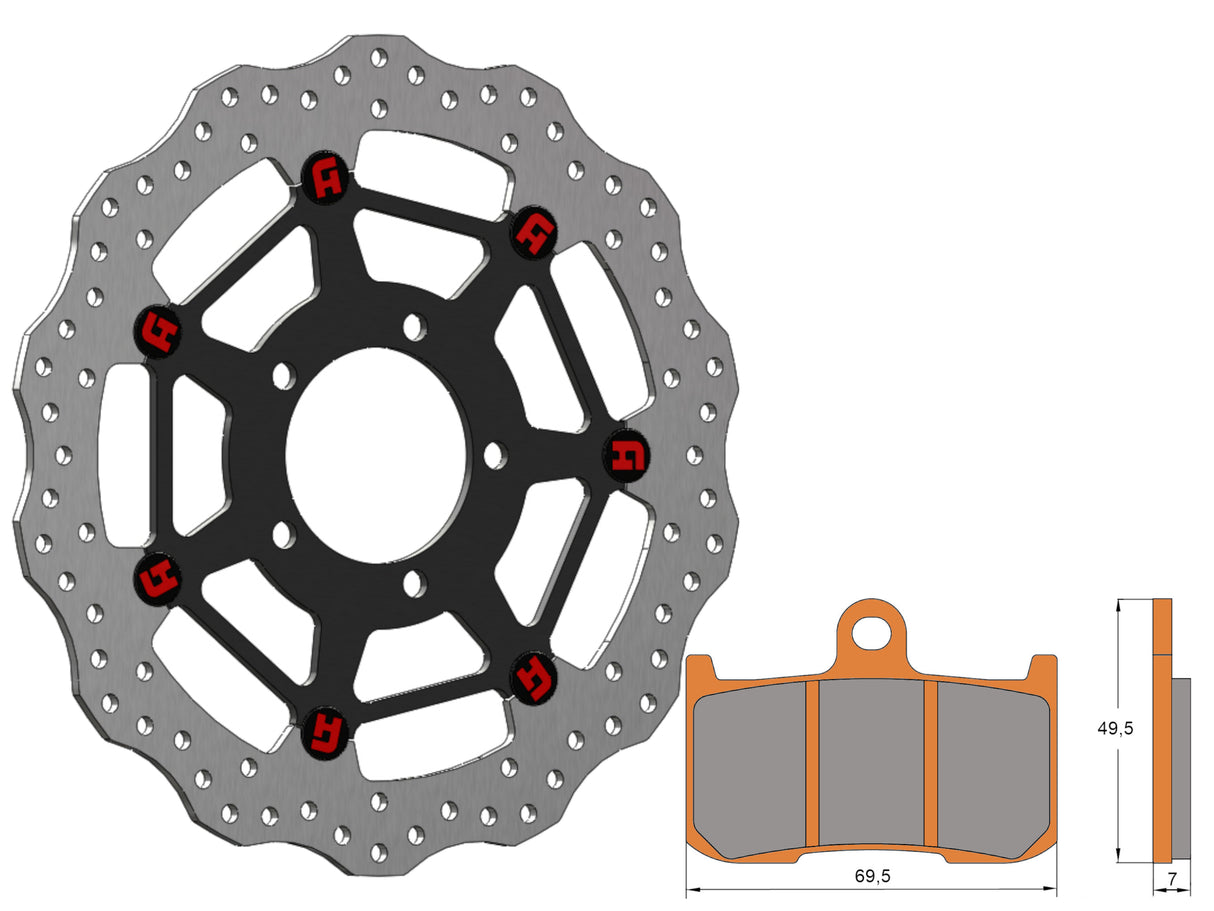 Kit Dischi Freno Flottanti Anteriori Accossato Linea Elite per Moto DK235 + Pastiglie freno AGPA38