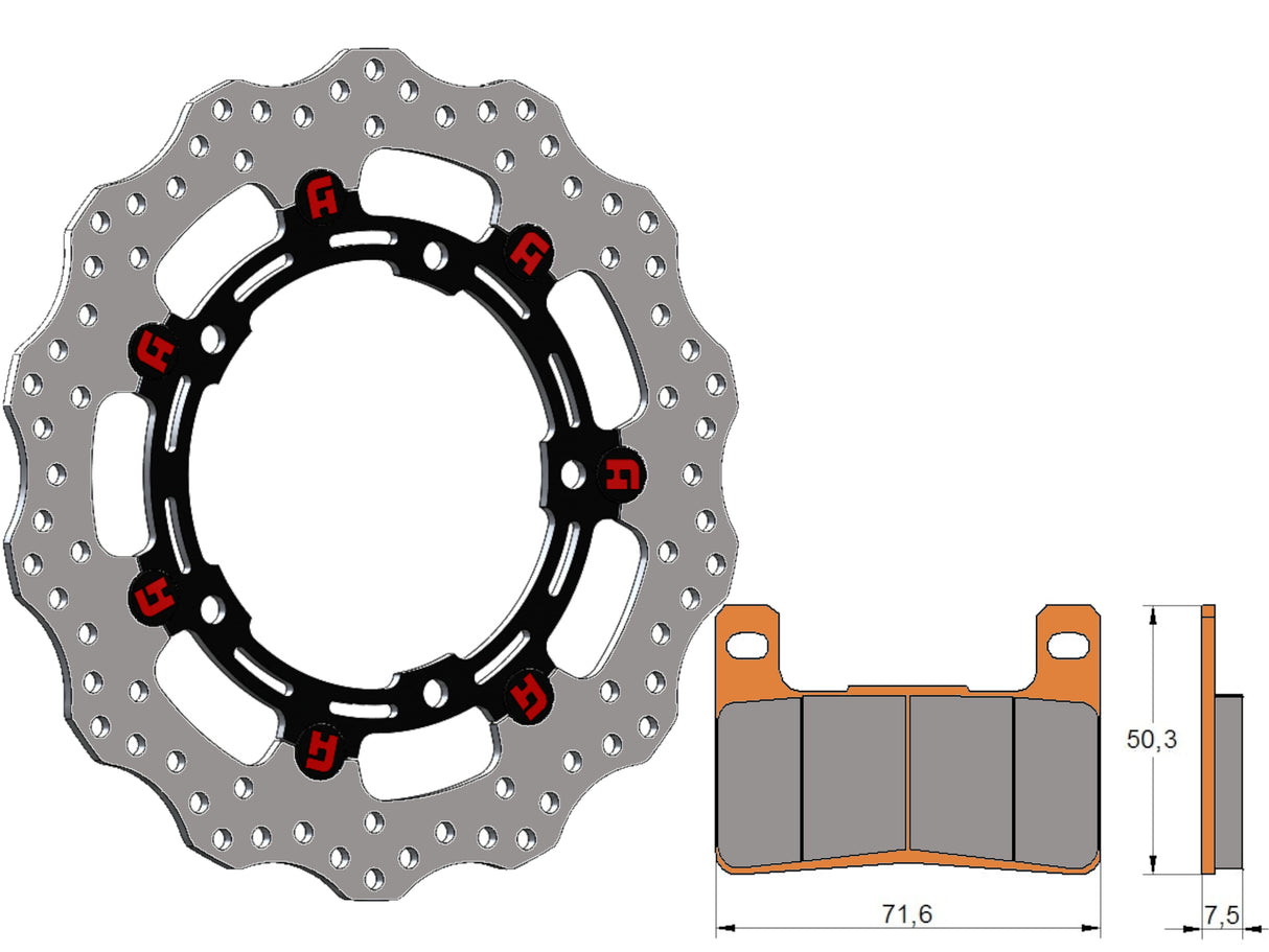 Kit Dischi Freno Flottanti Anteriori Accossato Linea Elite per Moto DK236 + Pastiglie freno AGPA109