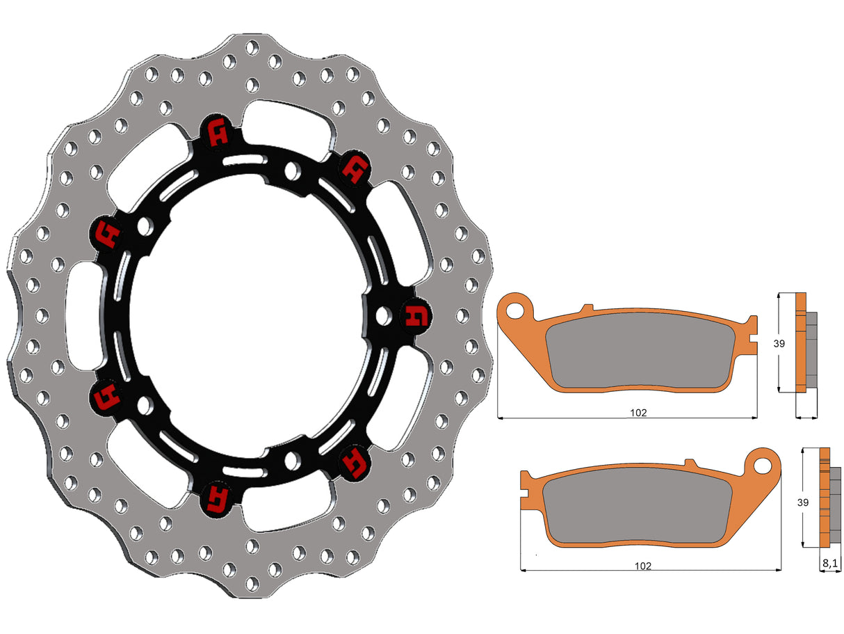 Kit Dischi Freno Flottanti Anteriori Accossato Linea Elite per Moto DK236 + Pastiglie freno AGPA72