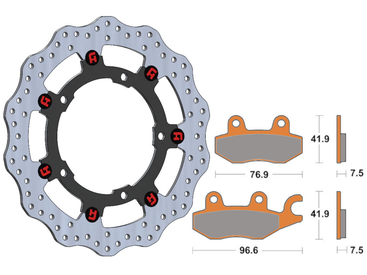 Kit Disco Freno Flottante Anteriore Accossato Linea Elite per Moto DK237 + Pastiglie freno AGPA274