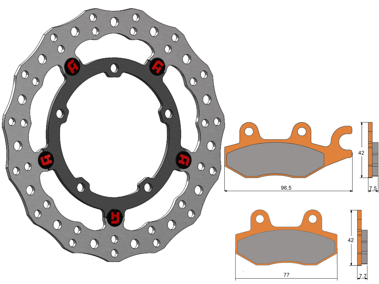 Kit Disco Freno Flottante Anteriore Accossato Linea Elite per Moto DK238 + Pastiglie freno AGPA77