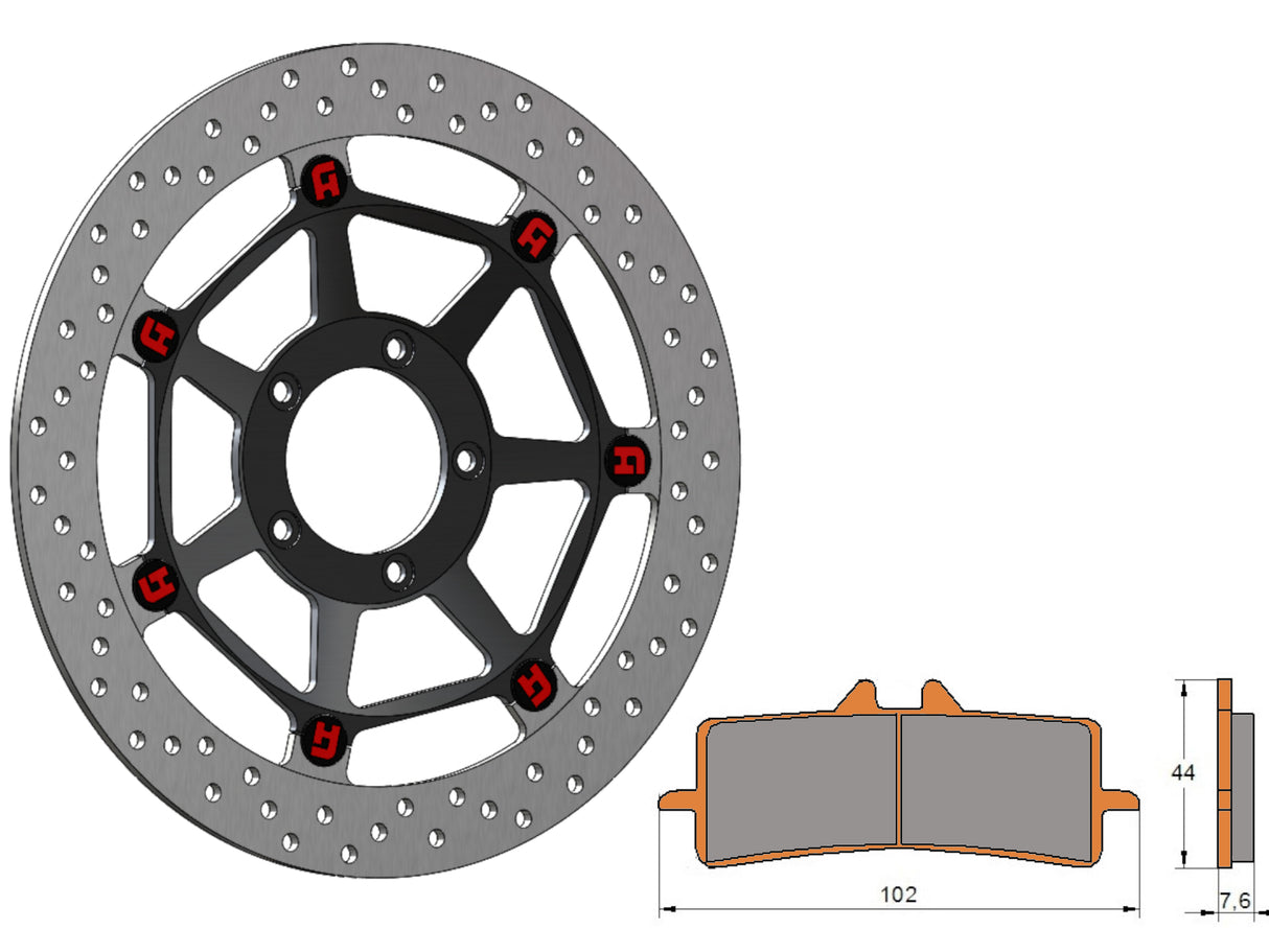 Kit Dischi Freno Flottanti Anteriori Accossato Linea Elite per Moto DKS035 + Pastiglie freno AGPA106