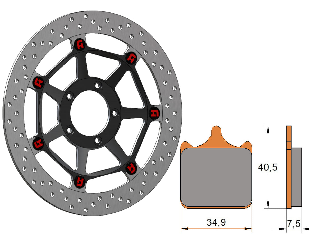 Kit Dischi Freno Flottanti Anteriori Accossato Linea Elite per Moto DKS035 + Pastiglie freno AGPA112