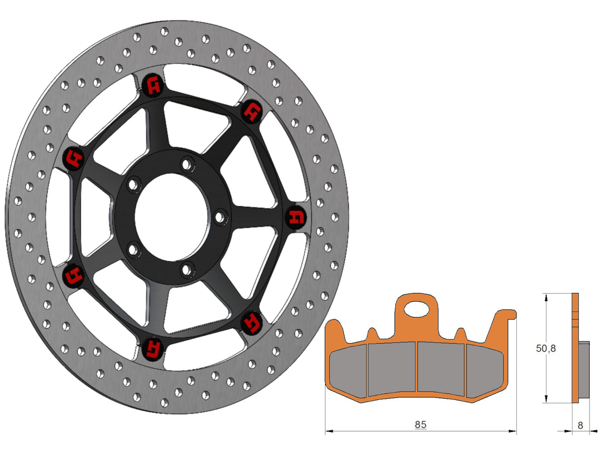 Kit Dischi Freno Flottanti Anteriori Accossato Linea Elite per Moto DKS035 + Pastiglie freno AGPA177