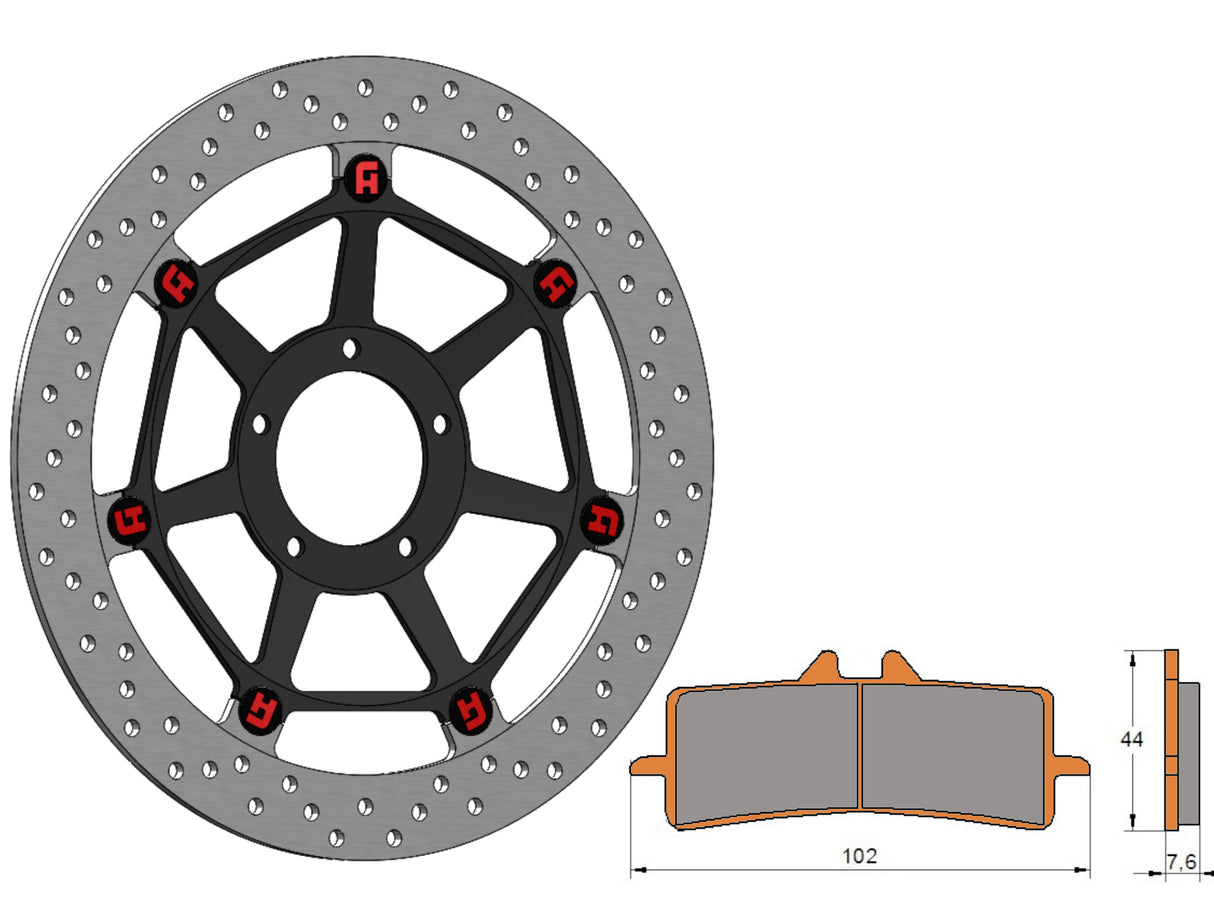 Kit Dischi Freno Flottanti Anteriori Accossato Linea Elite per Moto DKS036 + Pastiglie freno AGPA106
