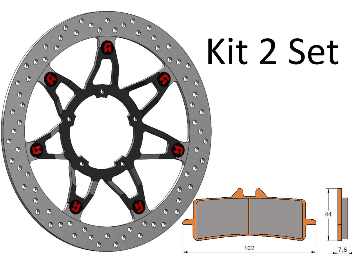 Kit Dischi Freno Flottanti Anteriori Accossato Linea Elite per Moto DKS040 + Pastiglie freno AGPA106