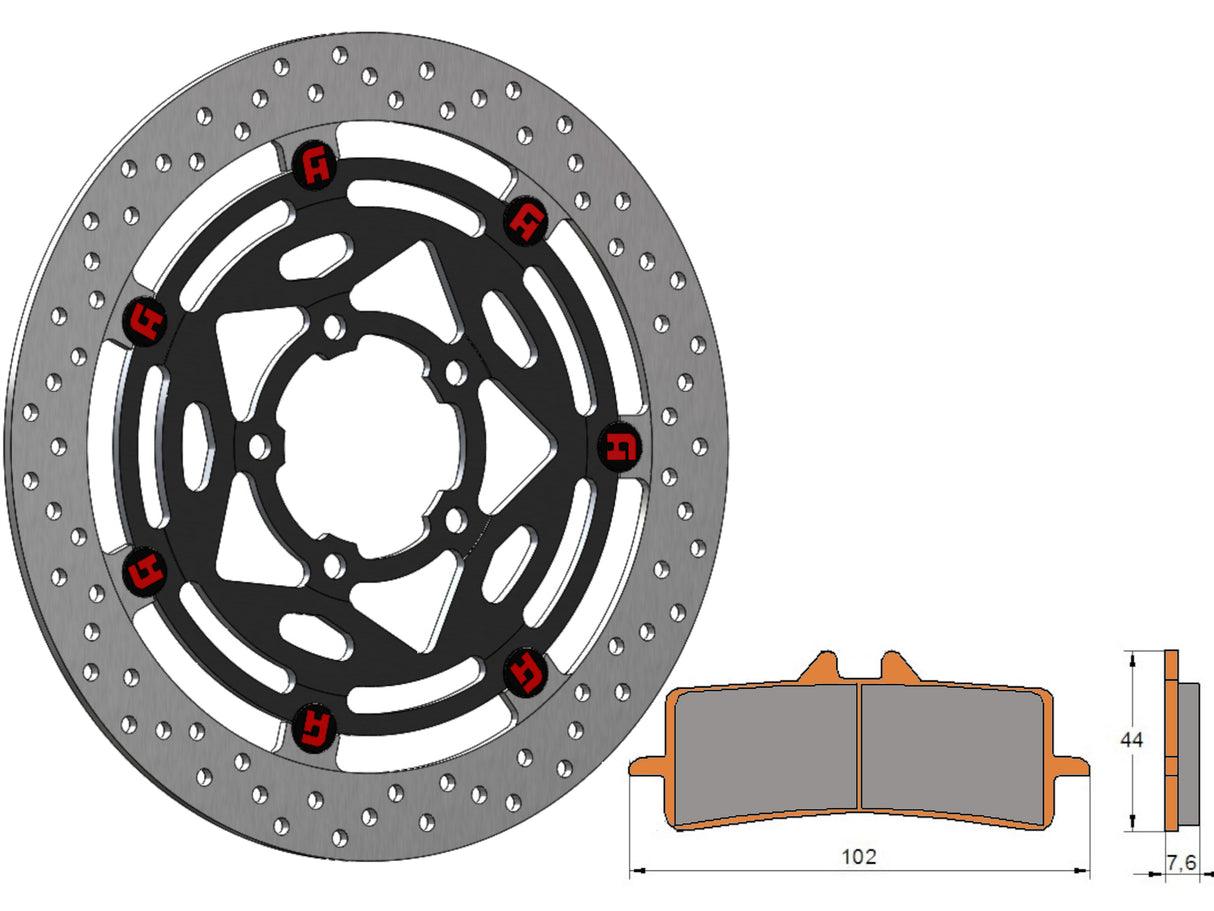 Kit Dischi Freno Flottanti Anteriori Accossato Linea Elite per Moto DKS041 + Pastiglie freno AGPA106