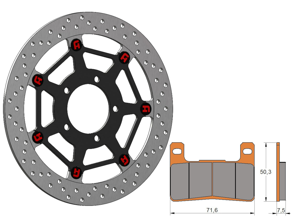 Kit Dischi Freno Flottanti Anteriori Accossato Linea Elite per Moto DKS042 + Pastiglie freno AGPA109