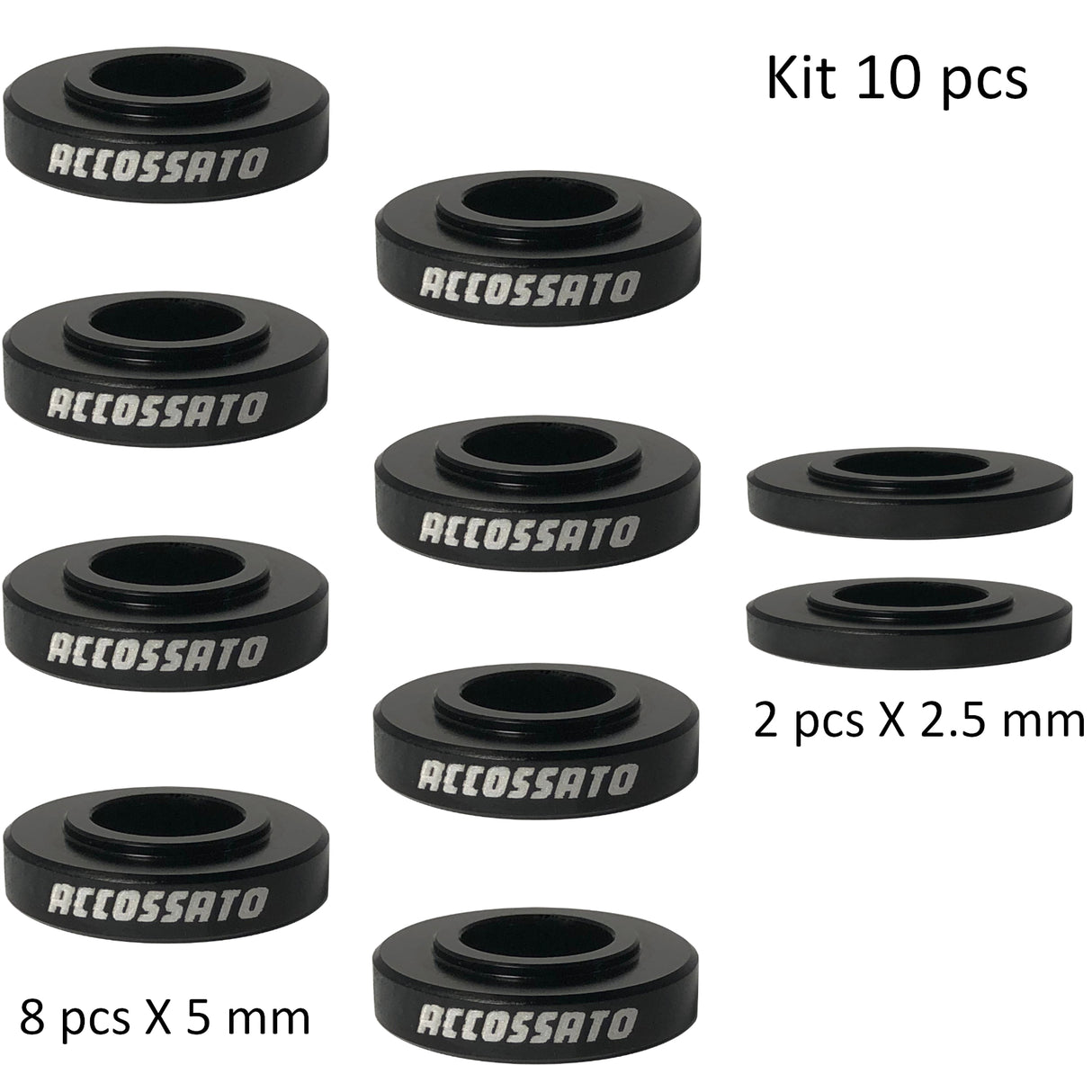 Kit da 10 Distanziali Accossato per Pinze Freno Radiali Altezza 5 mm e 2.5 mm