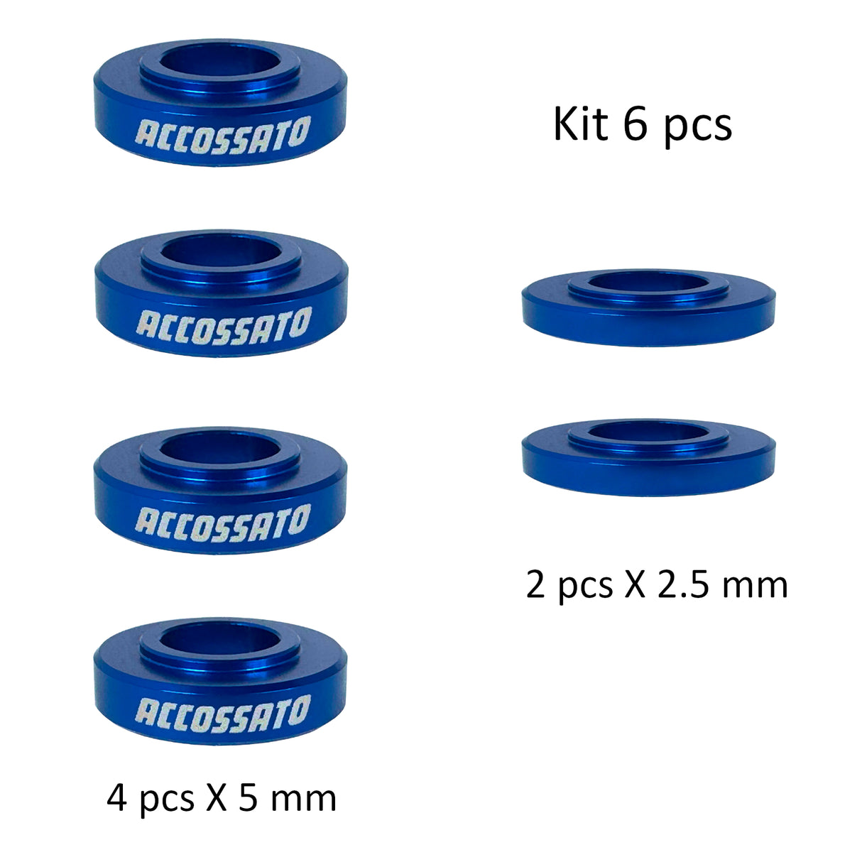 Kit da 6 Distanziali Accossato per Pinze Freno Radiali h. 5 mm e 2.5 mm