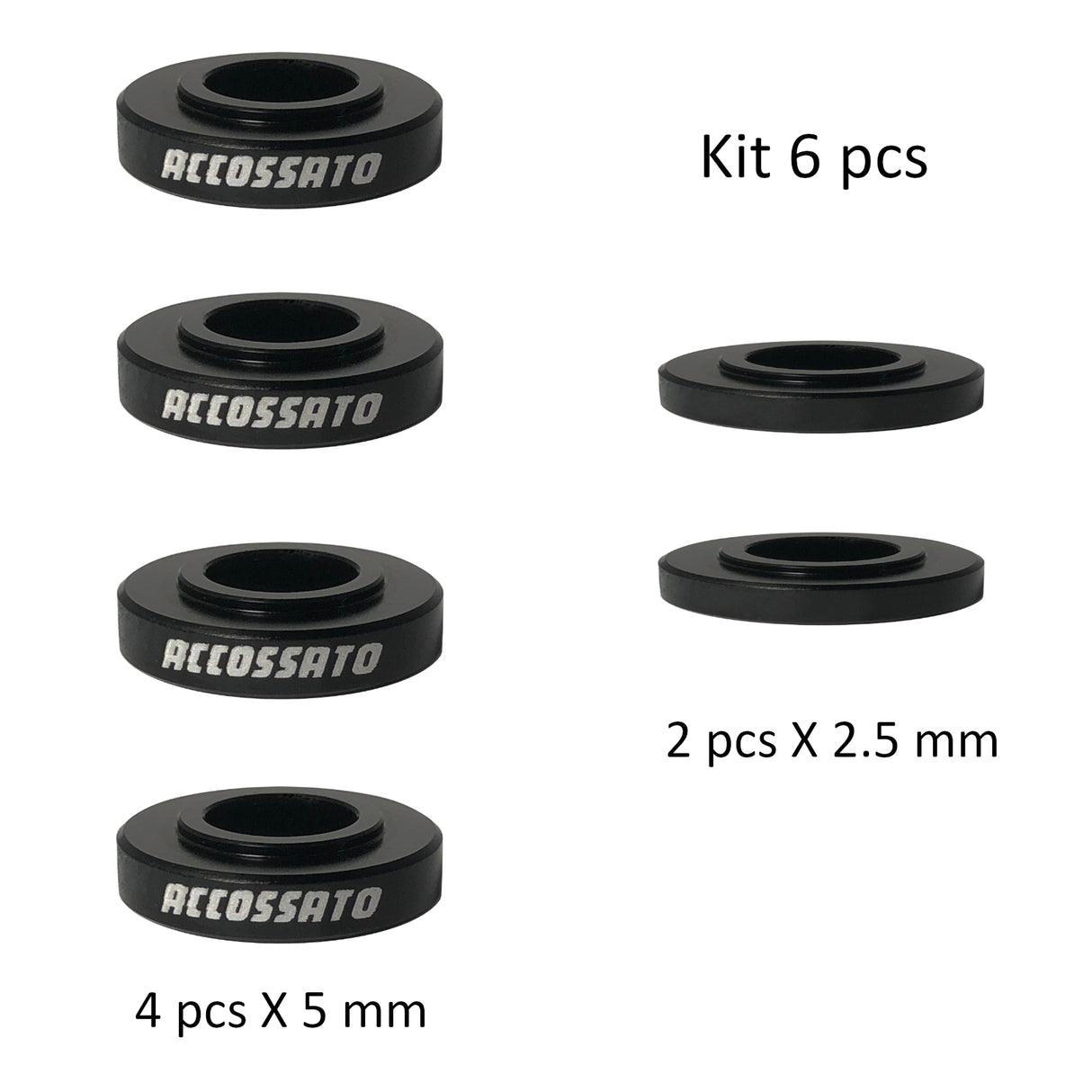 Kit da 6 Distanziali Accossato per Pinze Freno Radiali h. 5 mm e 2.5 mm