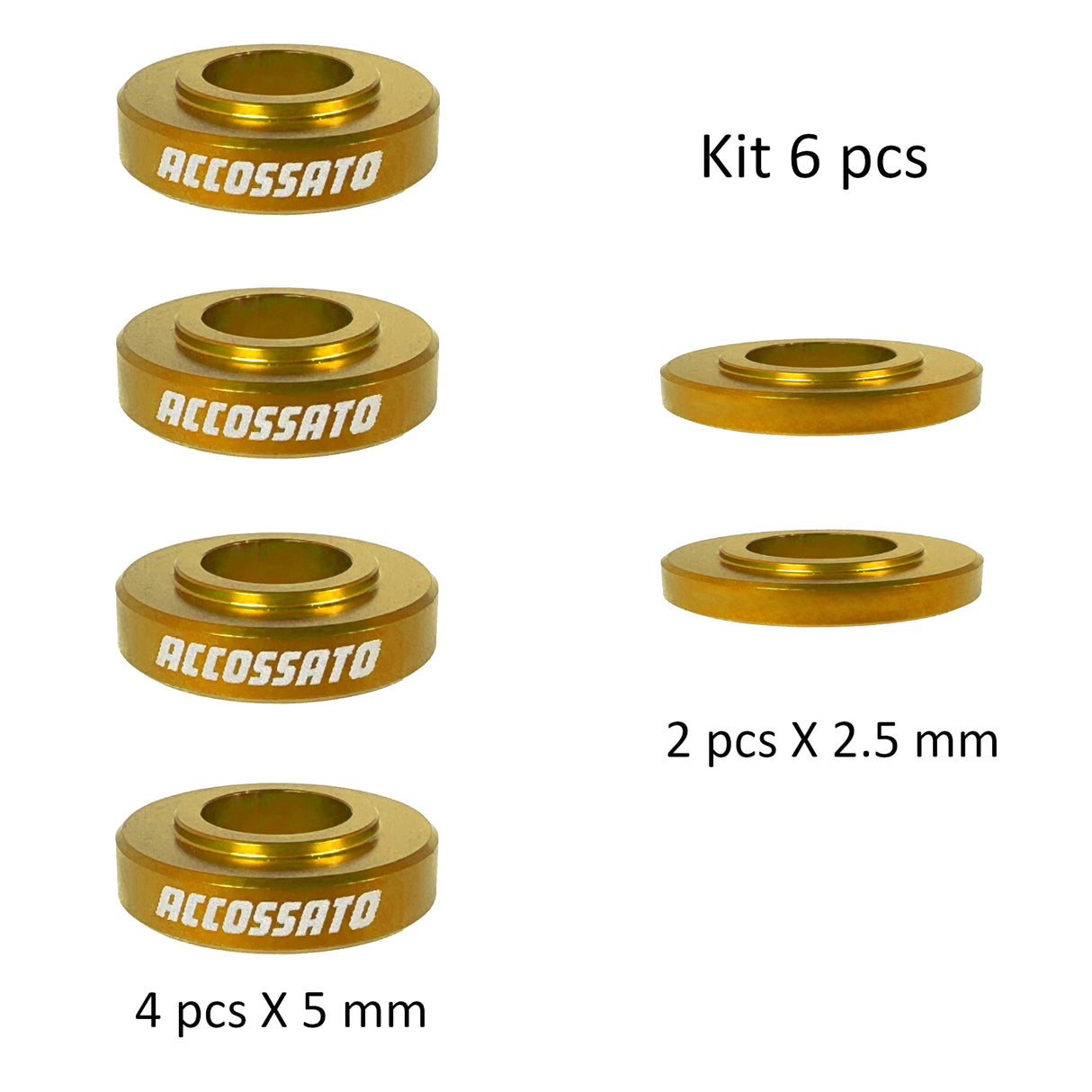 Kit da 6 Distanziali Accossato per Pinze Freno Radiali h. 5 mm e 2.5 mm