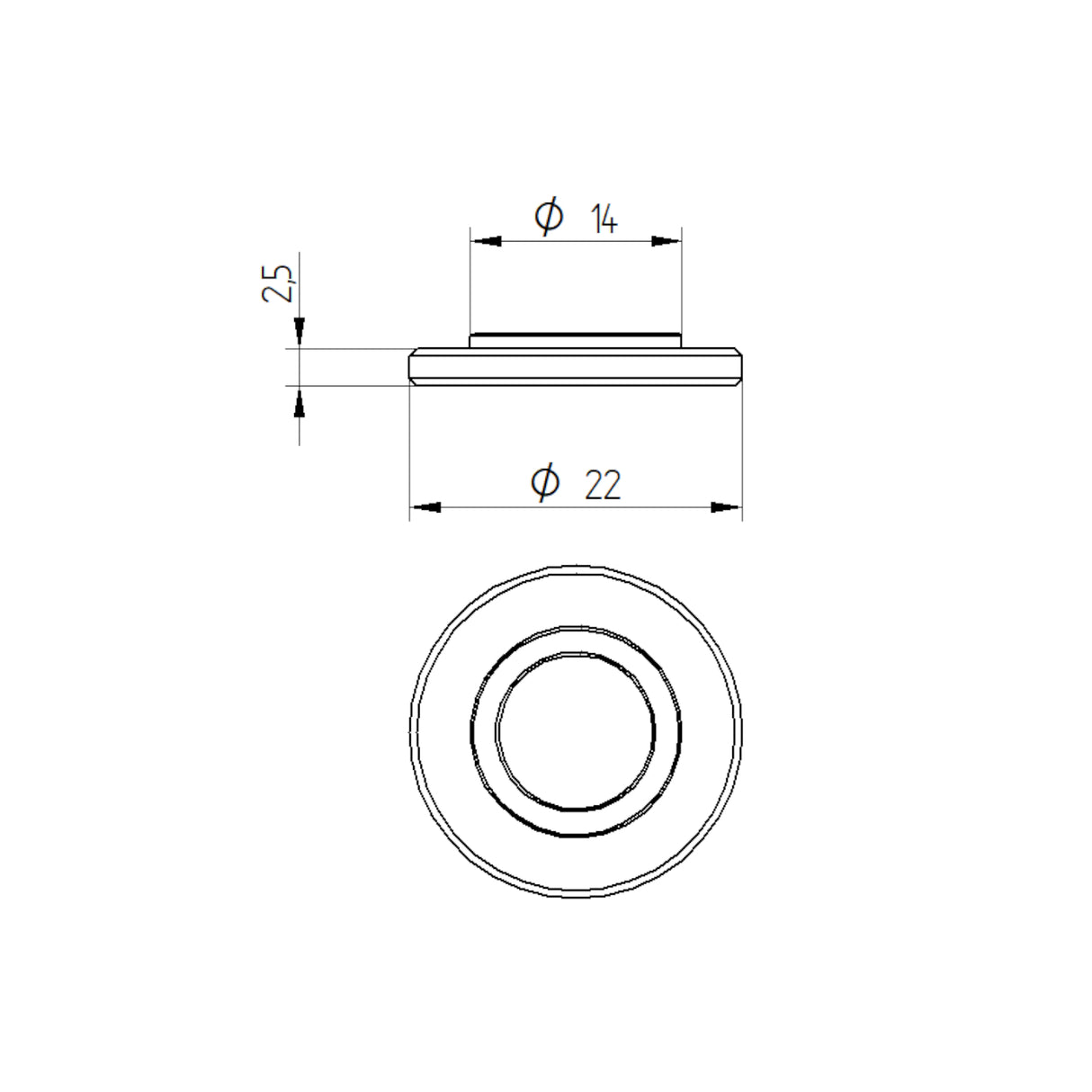 Distanziale Accossato per Pinze Freno Radiali h. 2.5 mm
