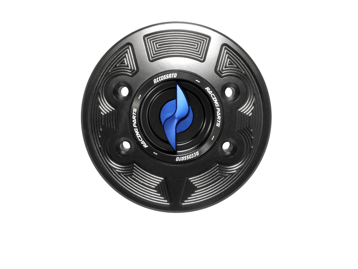 Tappo serbatoio per moto BMW con sgancio rapido ricavato dal pieno in alluminio, marca Accossato codice FC103