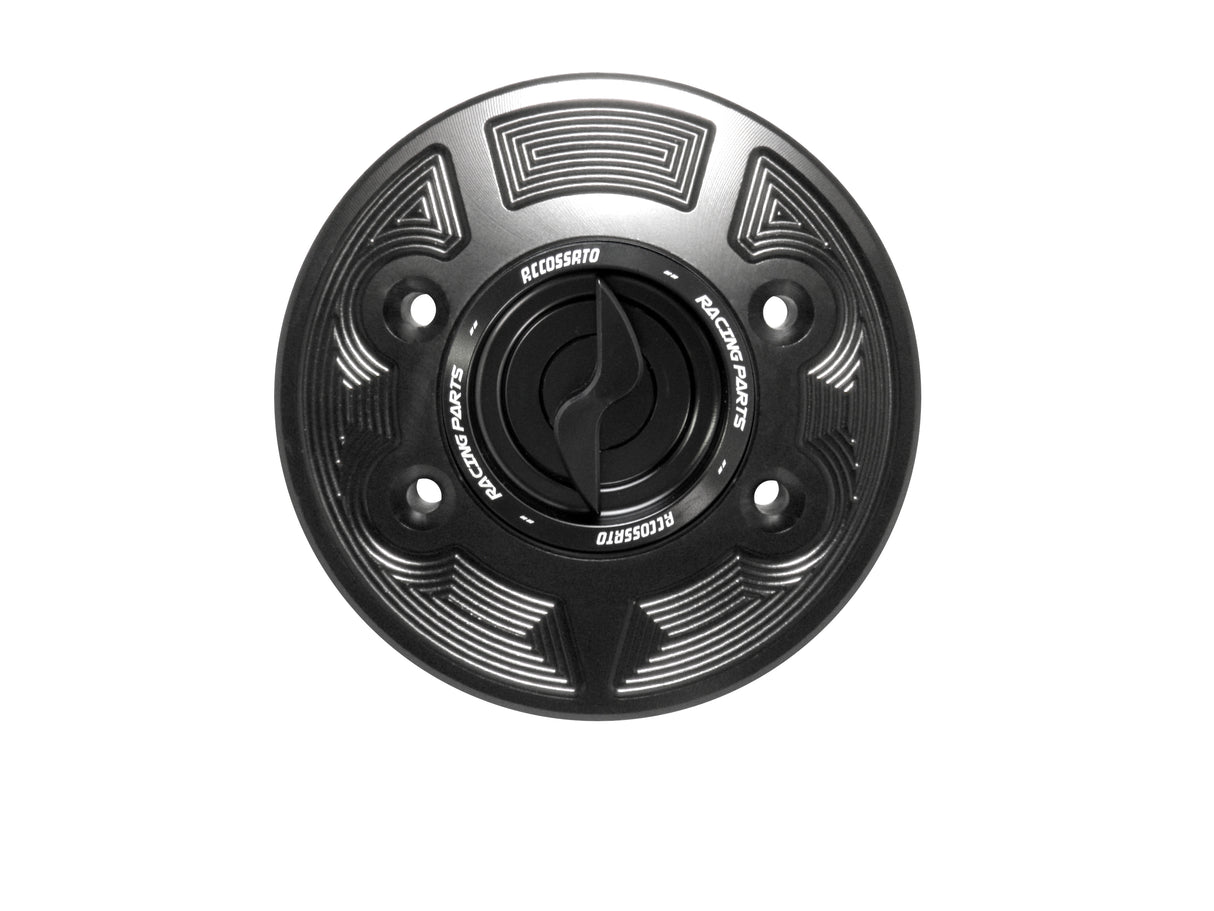 Tappo serbatoio per moto BMW con sgancio rapido ricavato dal pieno in alluminio, marca Accossato codice FC103