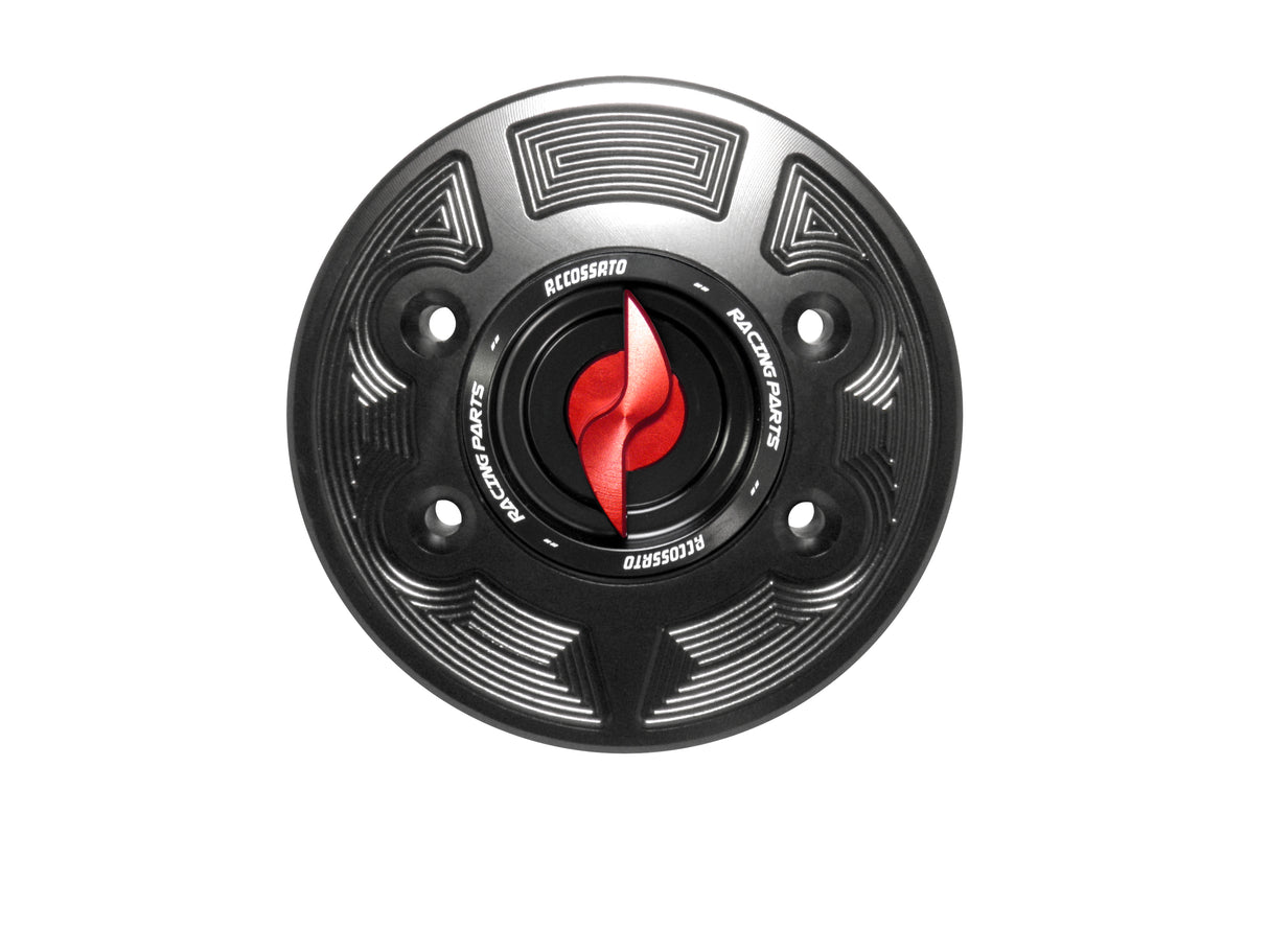 Tappo serbatoio per moto BMW con sgancio rapido ricavato dal pieno in alluminio, marca Accossato codice FC103