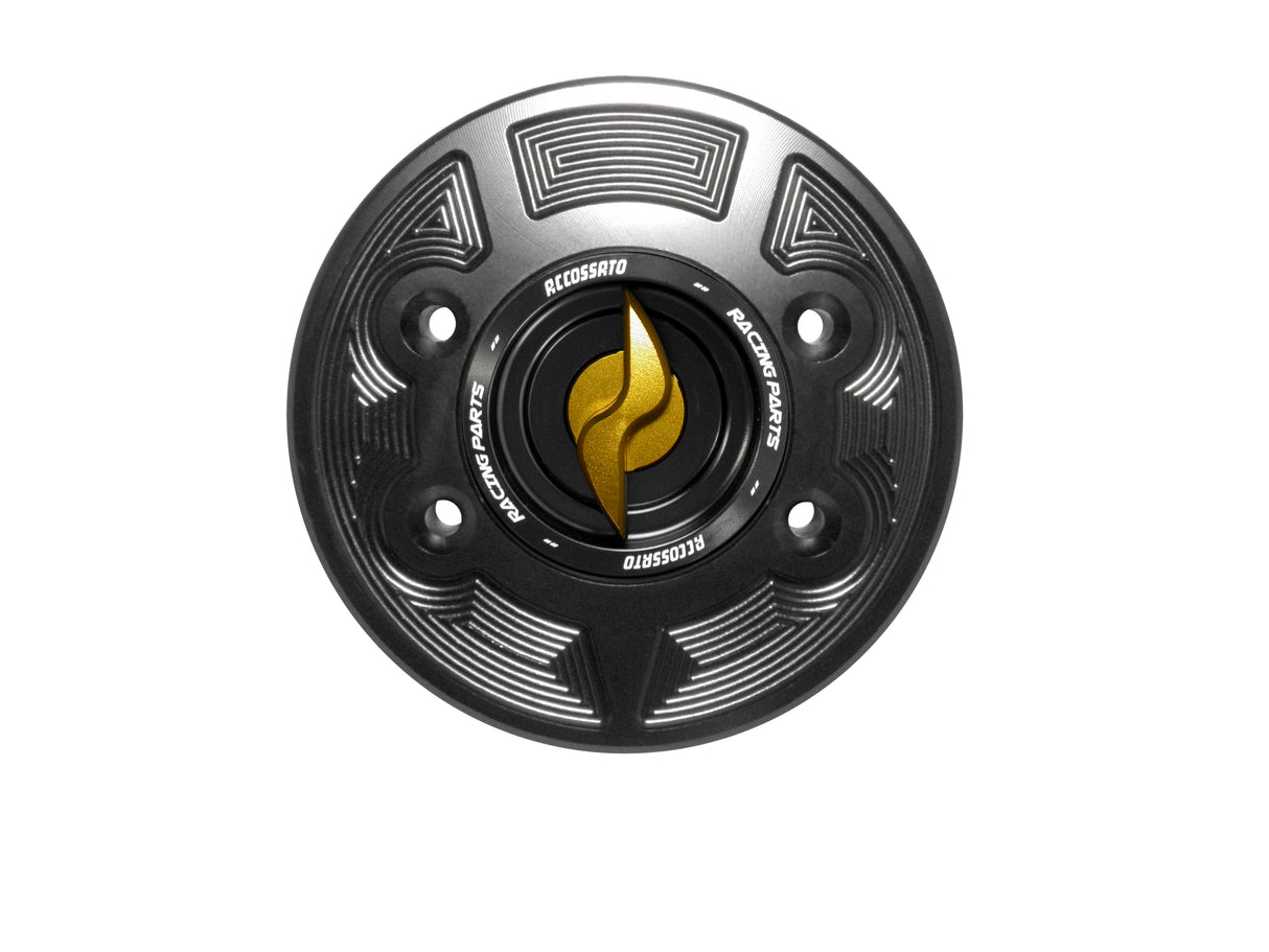 Tappo serbatoio per moto BMW con sgancio rapido ricavato dal pieno in alluminio, marca Accossato codice FC103