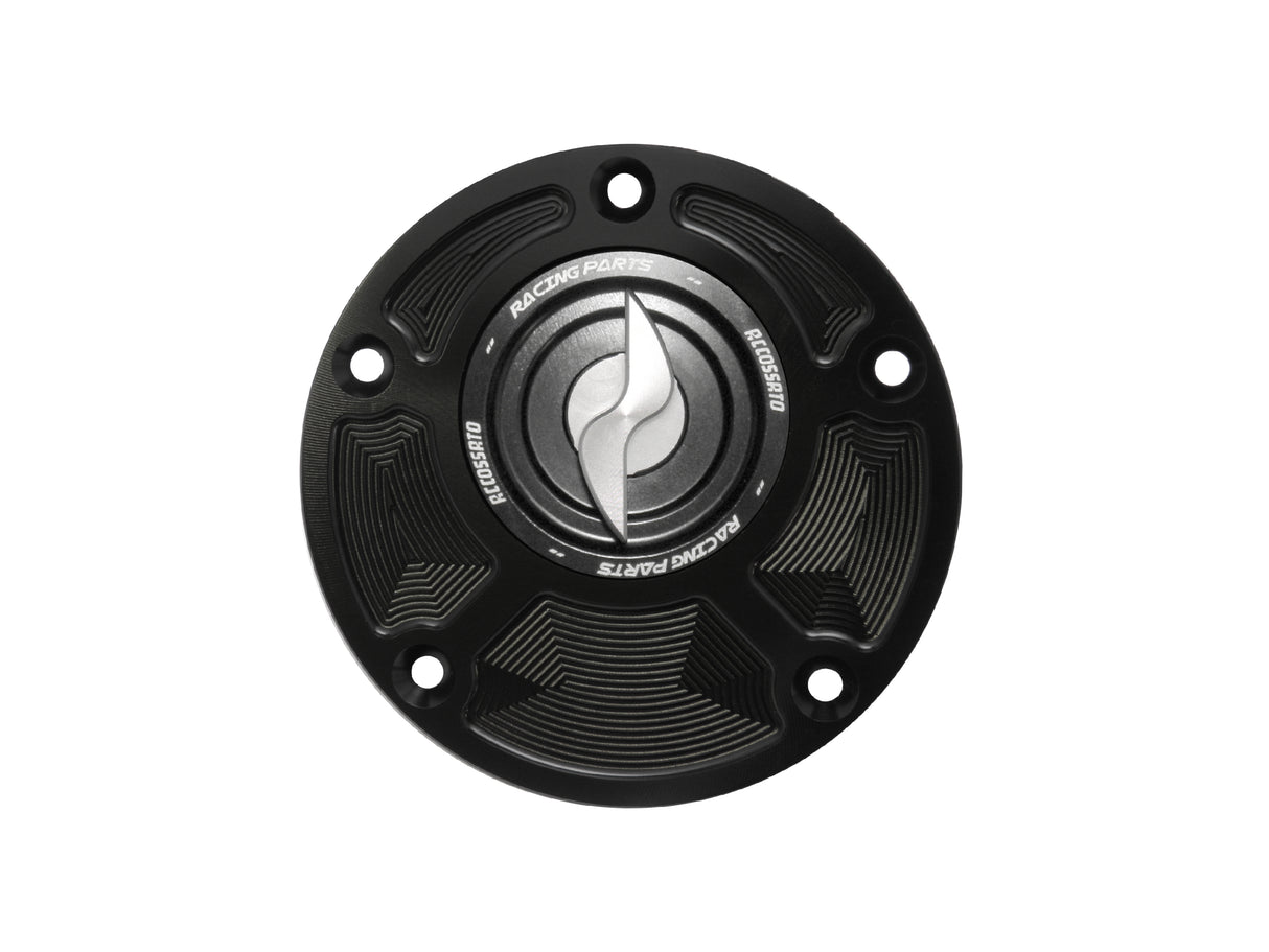 Tappo serbatoio per moto Ducati con sgancio rapido ricavato dal pieno in alluminio, marca Accossato codice FC104