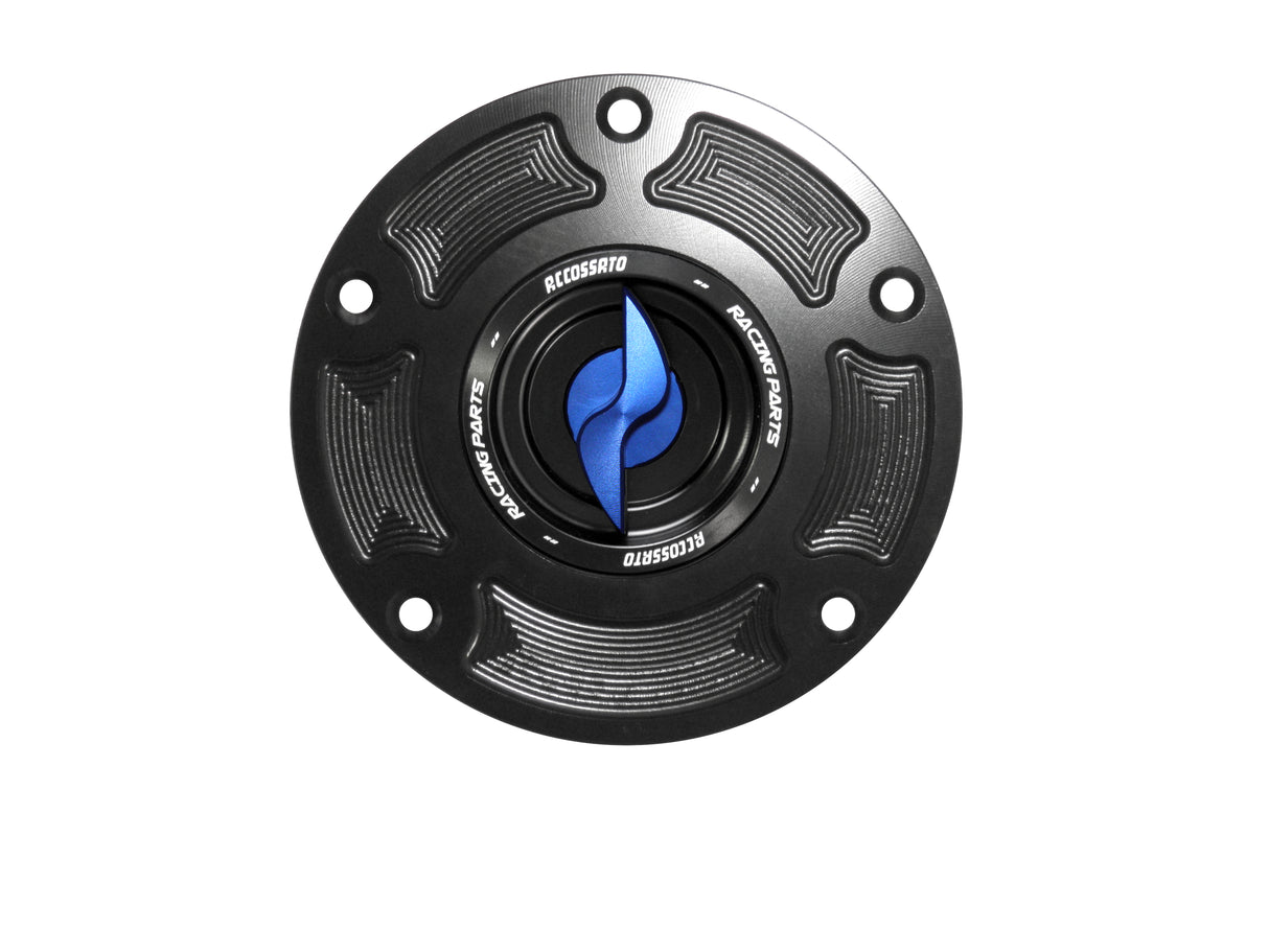 Tappo serbatoio per moto Ducati con sgancio rapido ricavato dal pieno in alluminio, marca Accossato codice FC105