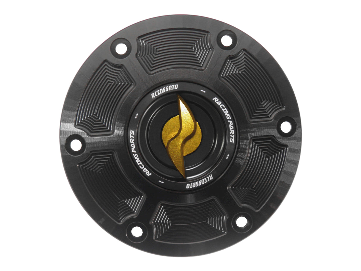 Tappo serbatoio per moto Ducati con sgancio rapido ricavato dal pieno in alluminio, marca Accossato codice FC107