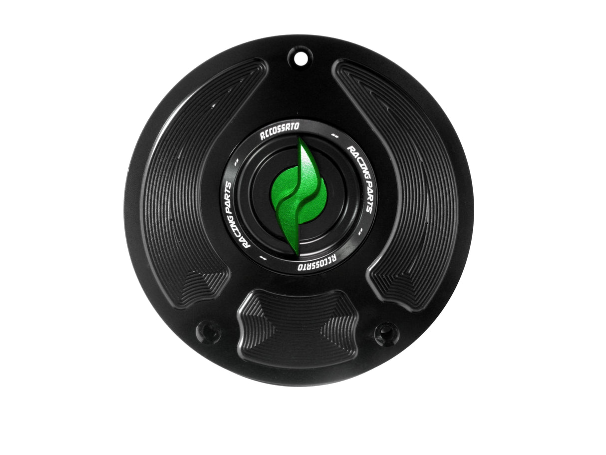 Tappo serbatoio per moto Honda con sgancio rapido ricavato dal pieno in alluminio, marca Accossato codice FC109