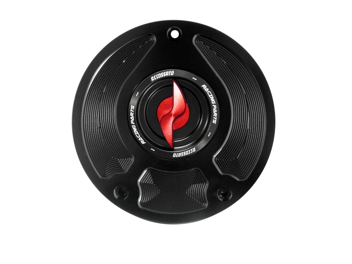 Tappo serbatoio per moto Honda con sgancio rapido ricavato dal pieno in alluminio, marca Accossato codice FC109