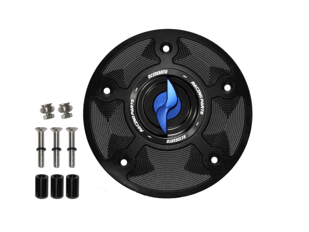 Tappo serbatoio per moto Honda con sgancio rapido ricavato dal pieno in alluminio, marca Accossato codice FC110