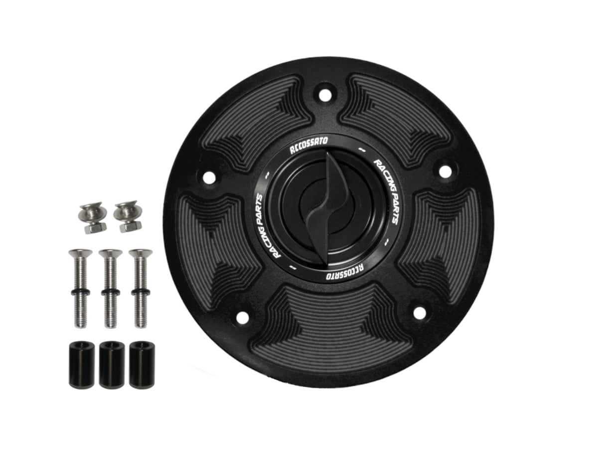 Tappo serbatoio per moto Honda con sgancio rapido ricavato dal pieno in alluminio, marca Accossato codice FC110