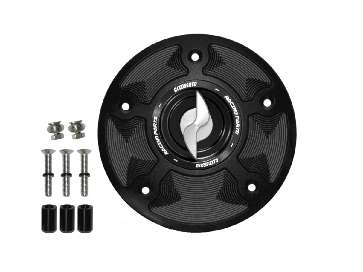 Tappo serbatoio per moto Honda con sgancio rapido ricavato dal pieno in alluminio, marca Accossato codice FC110