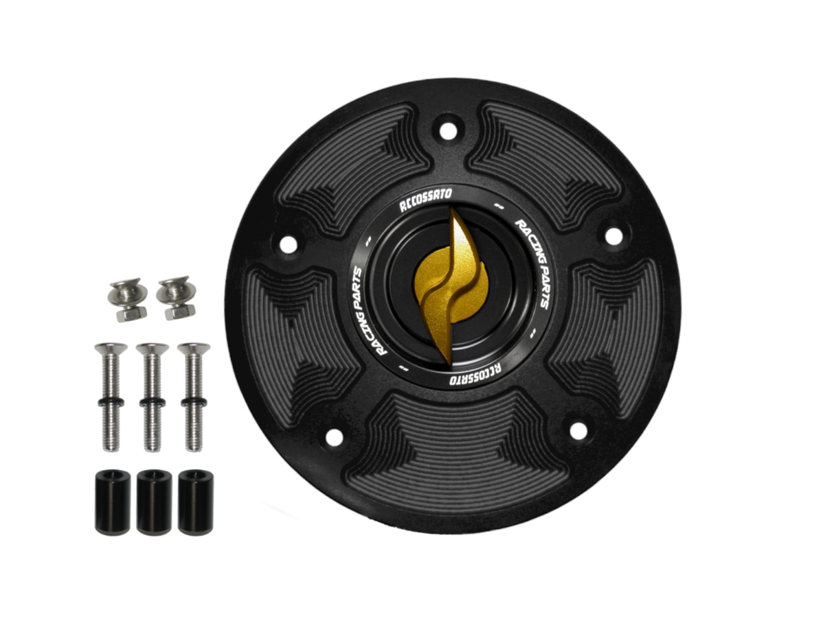 Tappo serbatoio per moto Honda con sgancio rapido ricavato dal pieno in alluminio, marca Accossato codice FC110