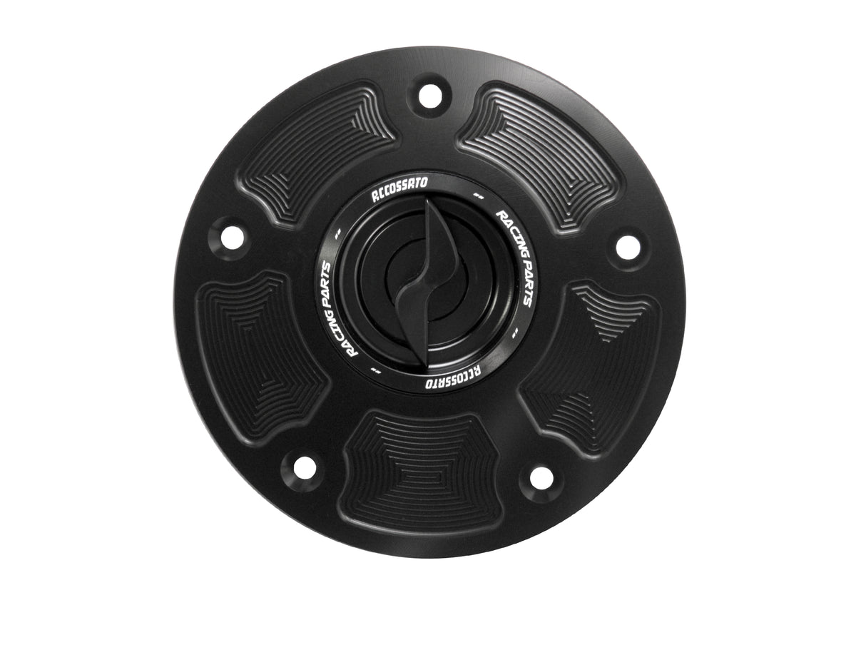 Tappo serbatoio per moto Kawasaki con sgancio rapido ricavato dal pieno in alluminio, marca Accossato codice FC112