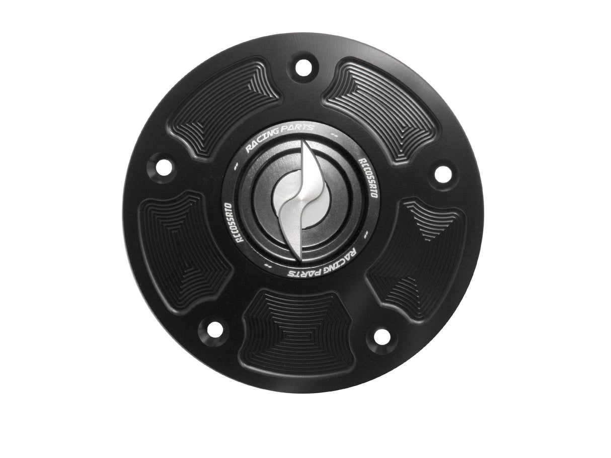 Tappo serbatoio per moto Kawasaki con sgancio rapido ricavato dal pieno in alluminio, marca Accossato codice FC112