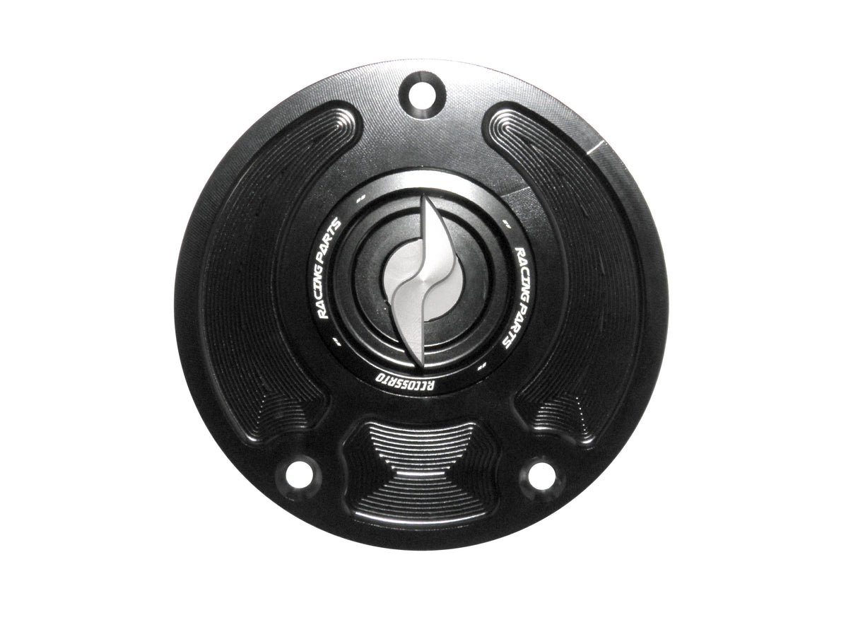 Tappo serbatoio per moto Kawasaki con sgancio rapido ricavato dal pieno in alluminio, marca Accossato codice FC113