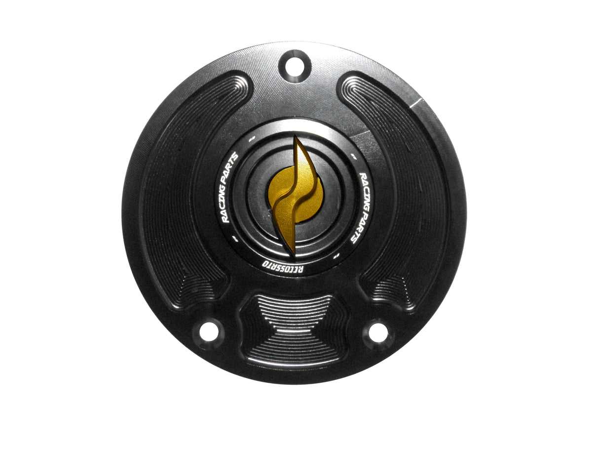 Tappo serbatoio per moto Kawasaki con sgancio rapido ricavato dal pieno in alluminio, marca Accossato codice FC113