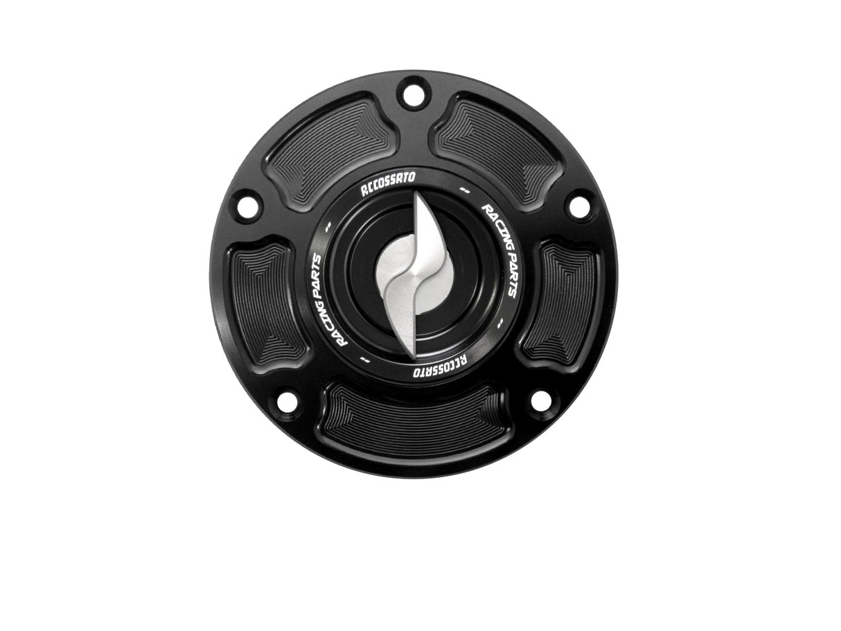 Tappo serbatoio per moto KTM con sgancio rapido ricavato dal pieno in alluminio, marca Accossato codice FC115