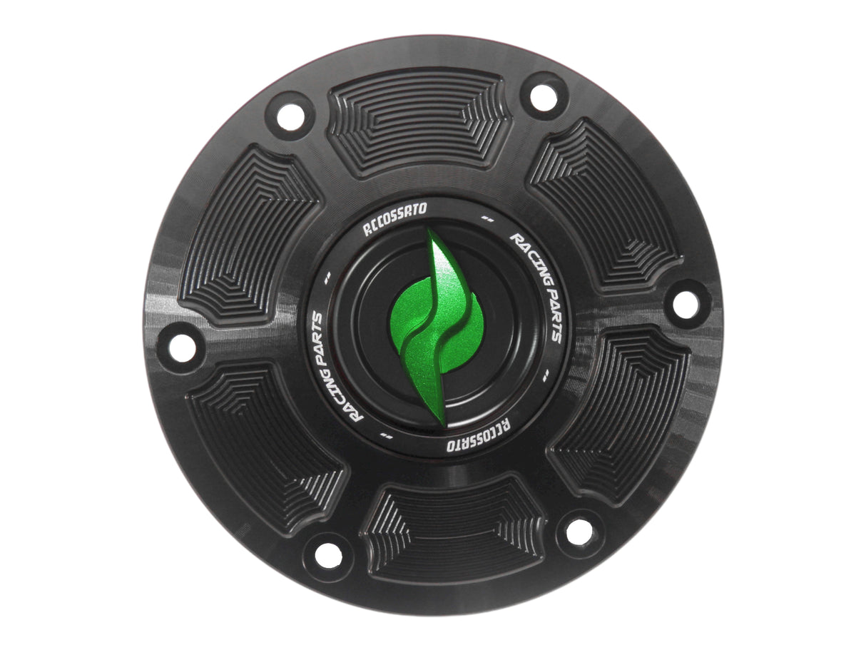 Tappo serbatoio per moto KTM con sgancio rapido ricavato dal pieno in alluminio, marca Accossato codice FC116