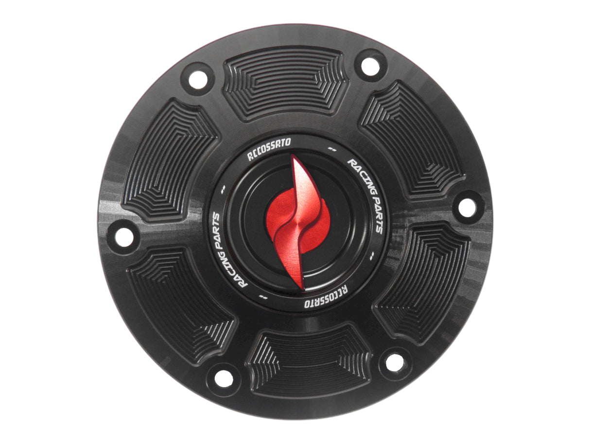 Tappo serbatoio per moto KTM con sgancio rapido ricavato dal pieno in alluminio, marca Accossato codice FC116