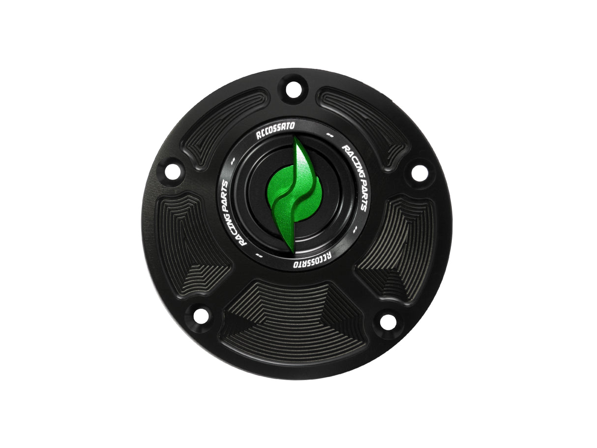 Tappo serbatoio per moto MV Agusta con sgancio rapido ricavato dal pieno in alluminio, marca Accossato codice FC118