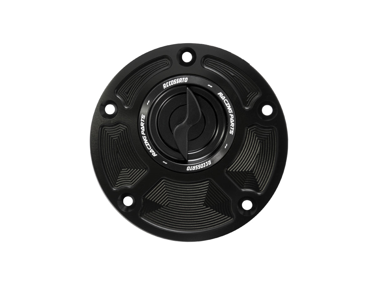 Tappo serbatoio per moto MV Agusta con sgancio rapido ricavato dal pieno in alluminio, marca Accossato codice FC118