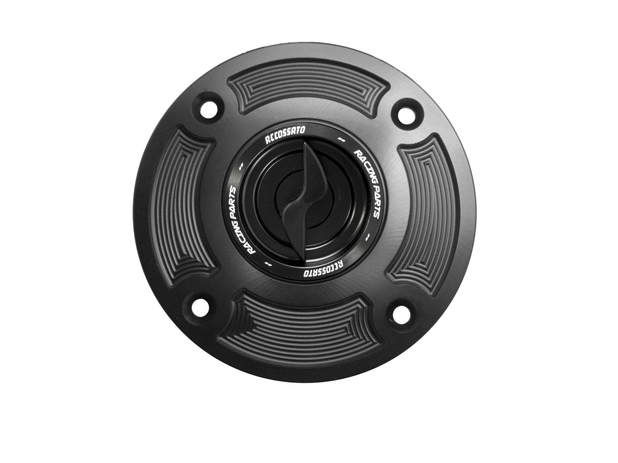 Tappo serbatoio per moto Suzuki con sgancio rapido ricavato dal pieno in alluminio, marca Accossato codice FC121