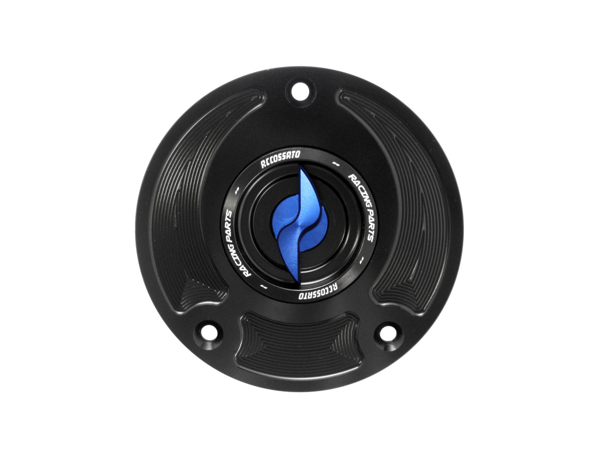 Tappo serbatoio per moto Suzuki con sgancio rapido ricavato dal pieno in alluminio, marca Accossato codice FC122