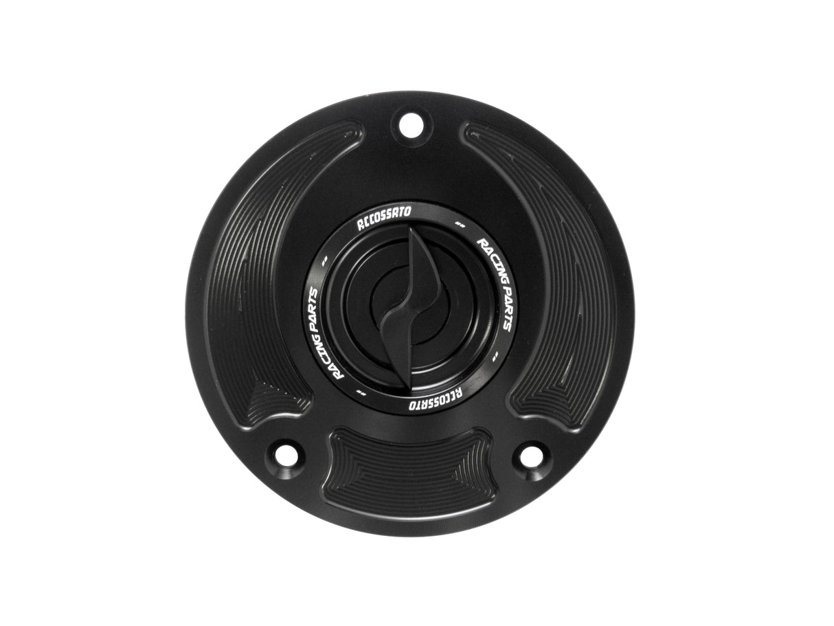 Tappo serbatoio per moto Suzuki con sgancio rapido ricavato dal pieno in alluminio, marca Accossato codice FC122