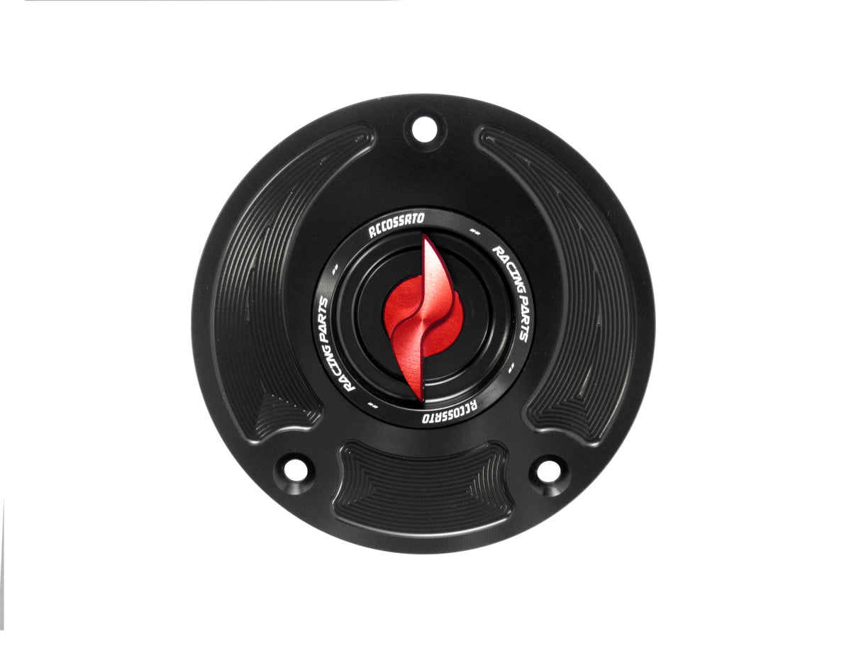 Tappo serbatoio per moto Suzuki con sgancio rapido ricavato dal pieno in alluminio, marca Accossato codice FC122