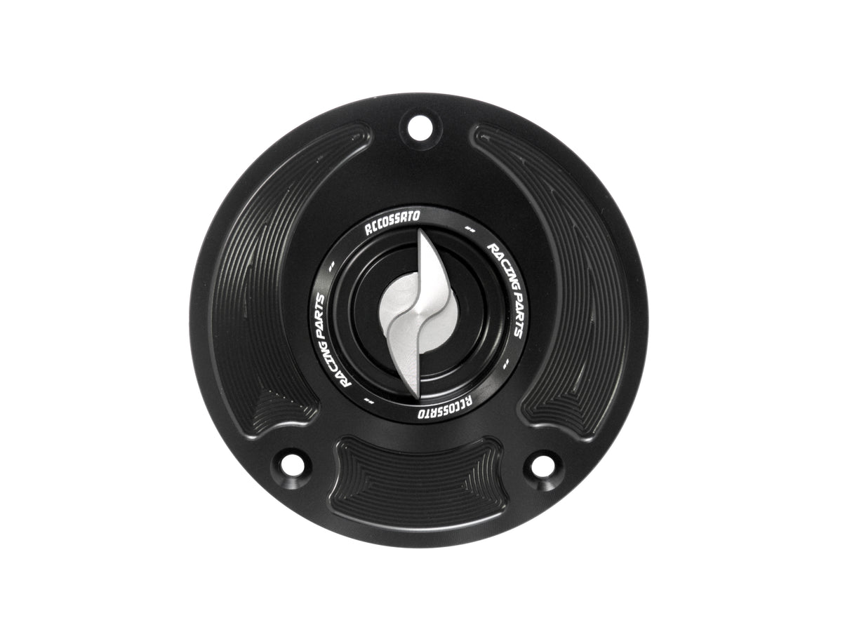 Tappo serbatoio per moto Suzuki con sgancio rapido ricavato dal pieno in alluminio, marca Accossato codice FC122