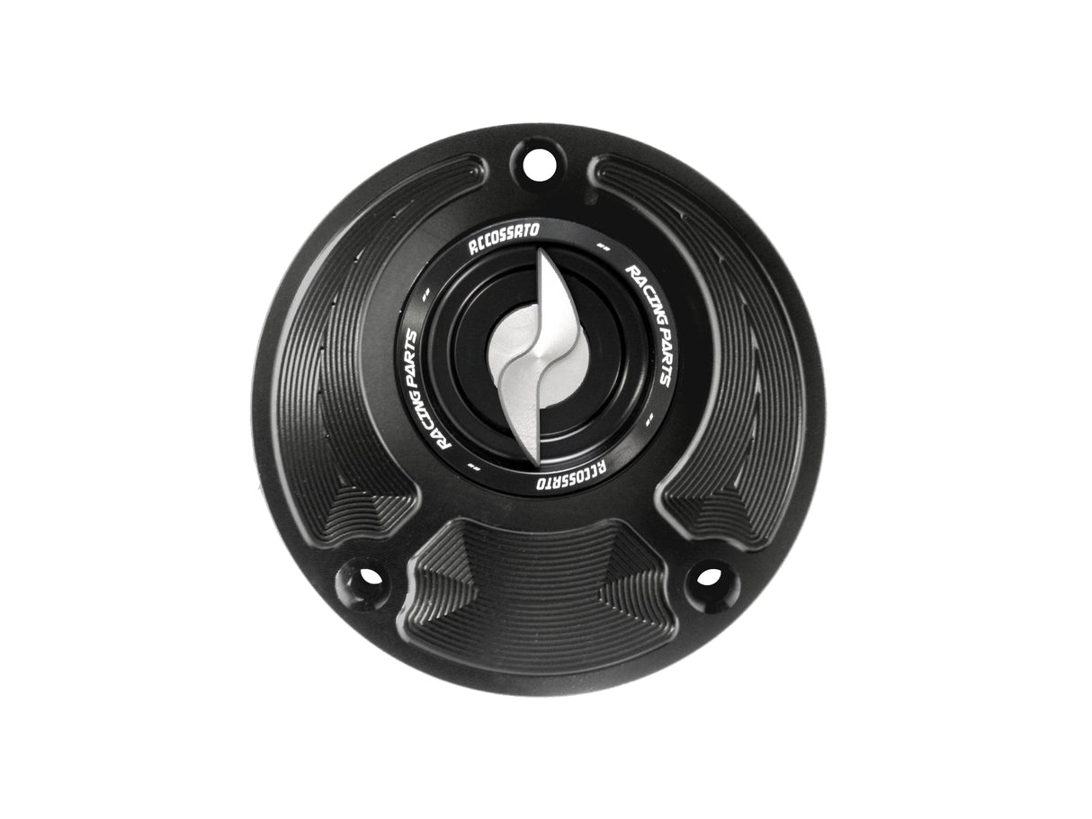Tappo serbatoio per moto Yamaha con sgancio rapido ricavato dal pieno in alluminio, marca Accossato codice FC124