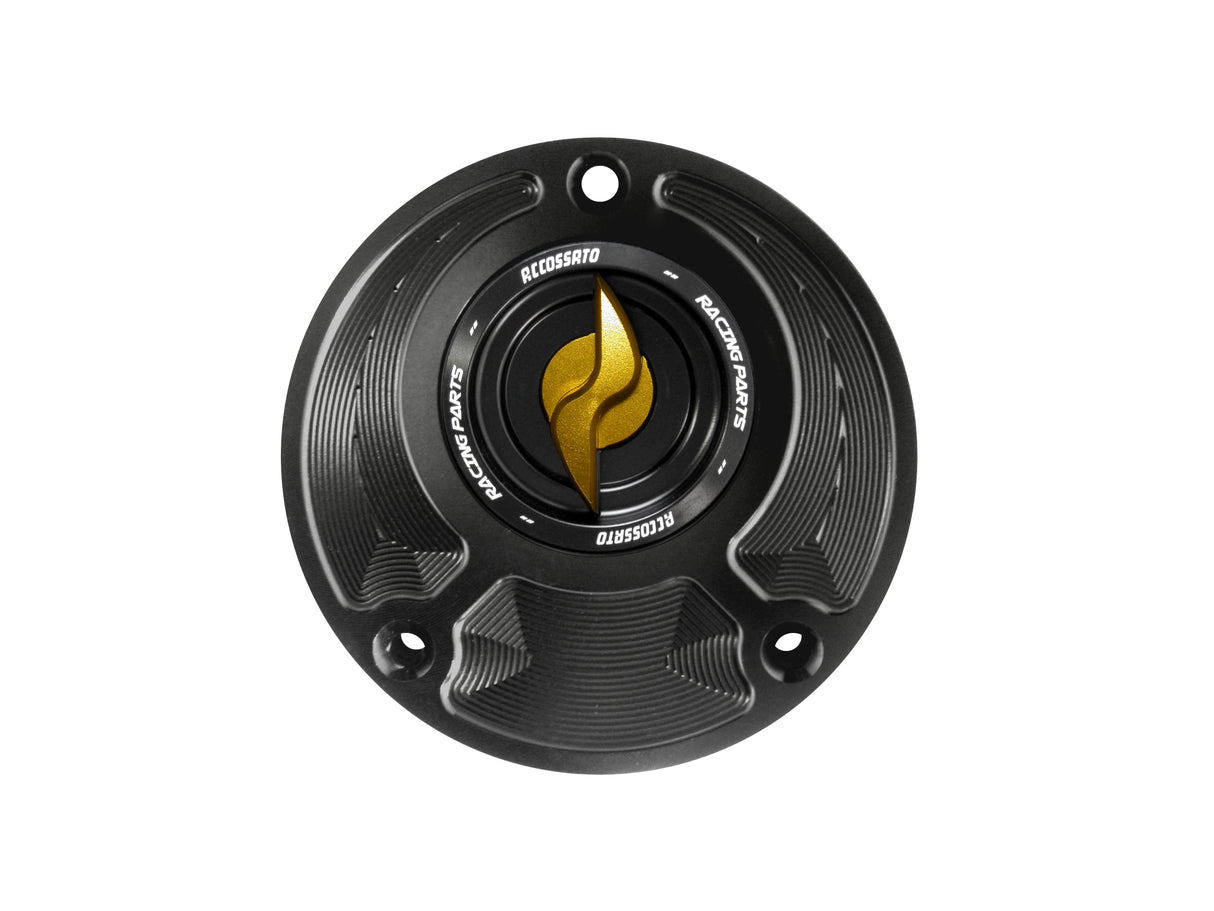 Tappo serbatoio per moto Yamaha con sgancio rapido ricavato dal pieno in alluminio, marca Accossato codice FC124