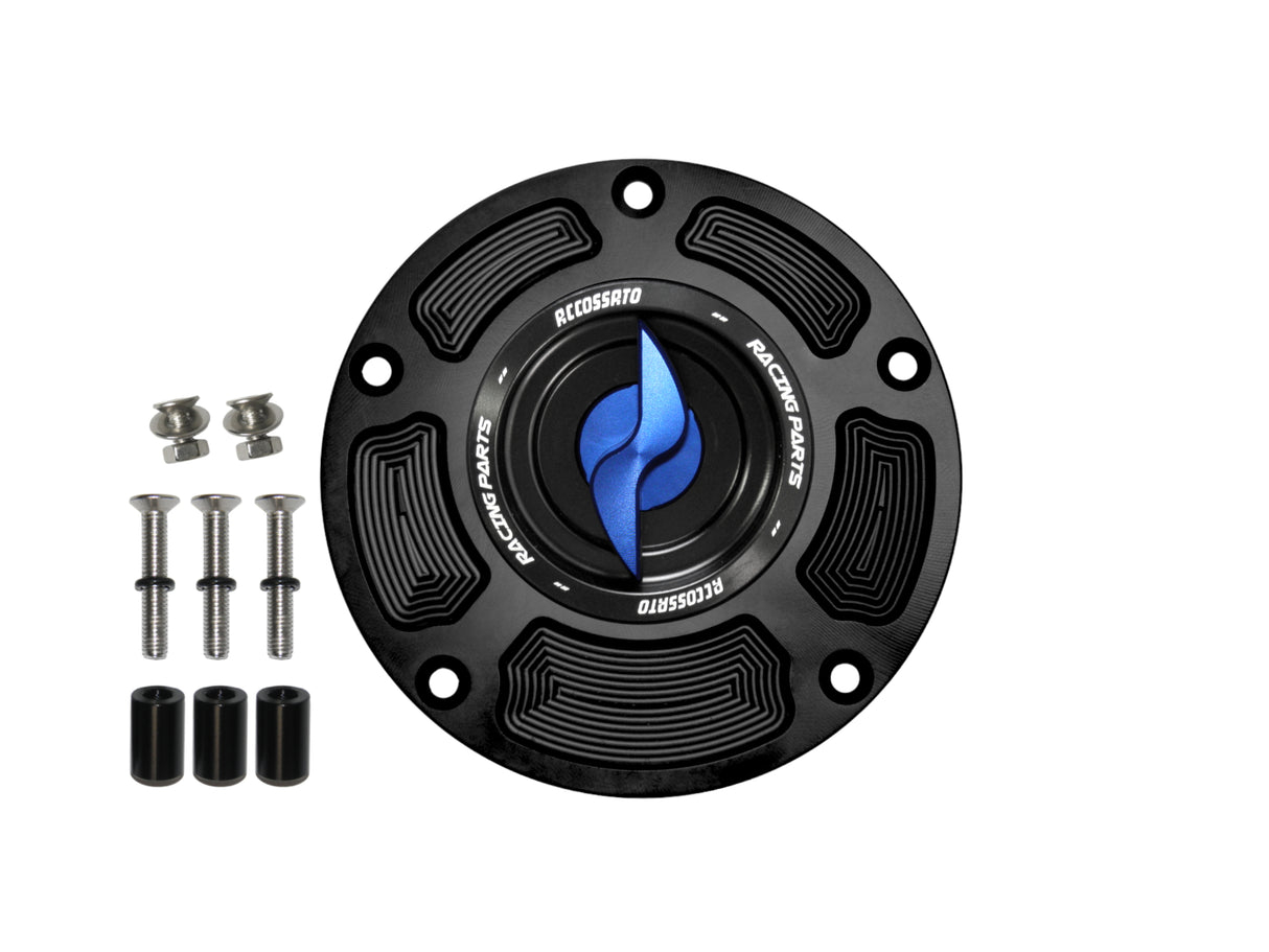 Tappo serbatoio per moto Honda con sgancio rapido ricavato dal pieno in alluminio, marca Accossato codice FC125