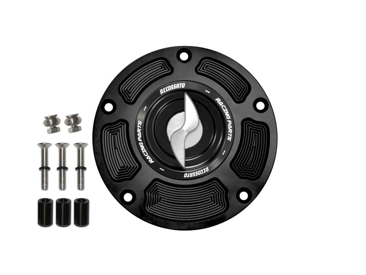 Tappo serbatoio per moto Honda con sgancio rapido ricavato dal pieno in alluminio, marca Accossato codice FC125