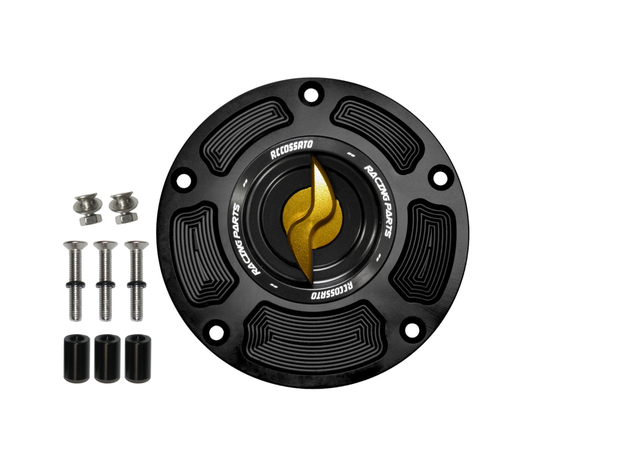 Tappo serbatoio per moto Honda con sgancio rapido ricavato dal pieno in alluminio, marca Accossato codice FC125