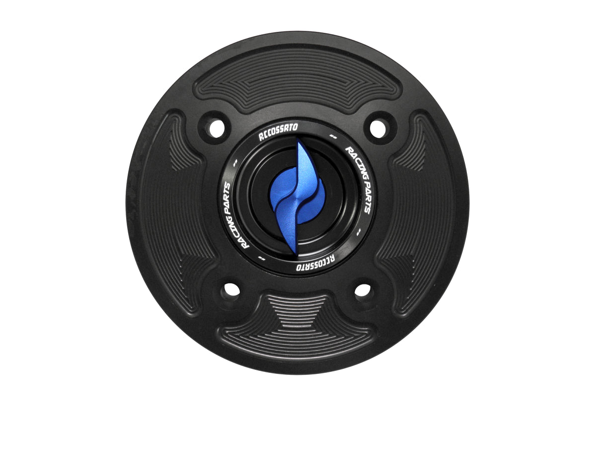 Tappo serbatoio per moto Kawasaki con sgancio rapido ricavato dal pieno in alluminio, marca Accossato codice FC126